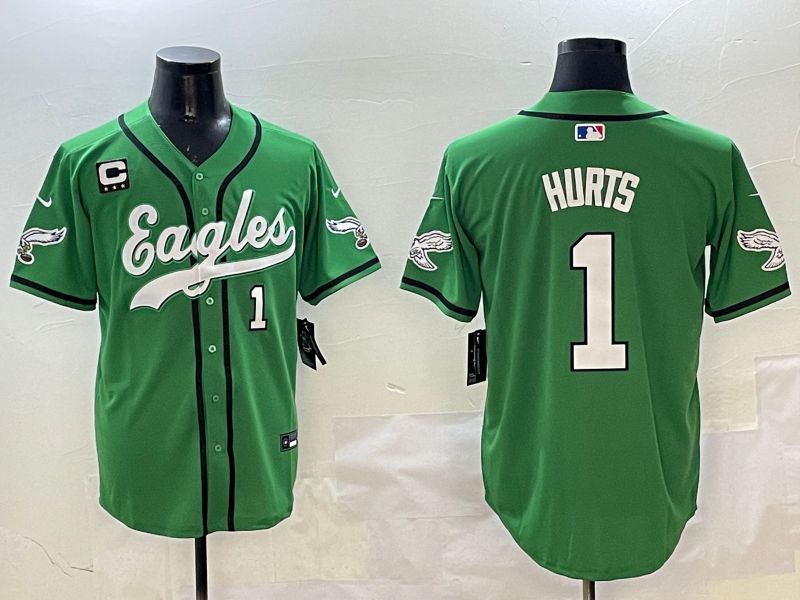 Men Philadelphia Eagles #1 Hurts Green three generations Jointly Name 2025 Nike Limited NFL Jersey style 21